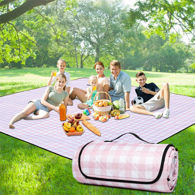 Couverture de pique-nique d'extérieur imperméable, très grande couverture de plage pliable à l'épreuve du sable, lavable à la machine, tapis de pique-nique en vichy rétro