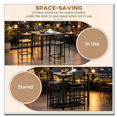 Solid Wood and Steel Top Dining Set