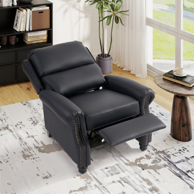 34.6" Wide Classic Super Soft Faux Leather Push-Back Recliner with Nailhead Trim
