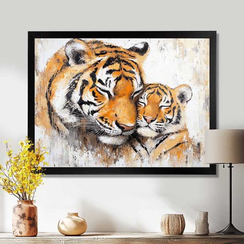 «Tiger Family Bonding II - Tiger», reproduction d'art murale, H 12 po x l 20 po, Noir