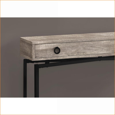 Table basse contemporaine en stratifié beige avec tiroir de rangement - Base en métal noir pour le salon