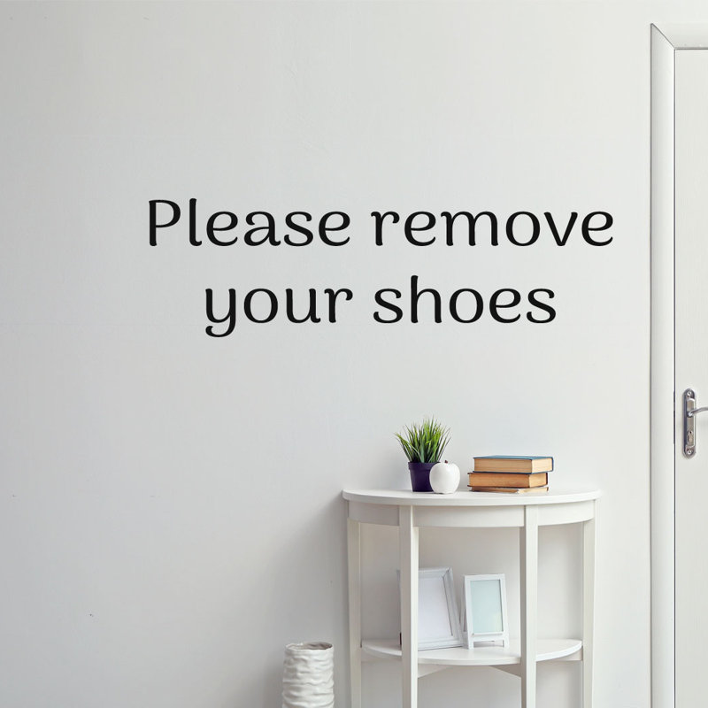 Adhésif décoratif "veuillez retirer vos chaussures entrée vestiaire", H 7 po x l 22 po