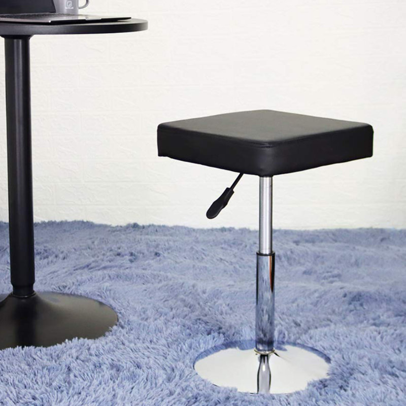 Tabouret carré en similicuir, Noir, noir, noir, noir