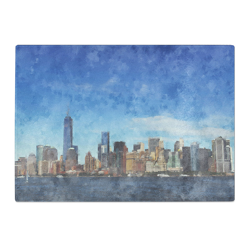 New York Skyline Vol.2 Painting Chopping Board, 0.4cm H x 28.5cm W x 39cm L