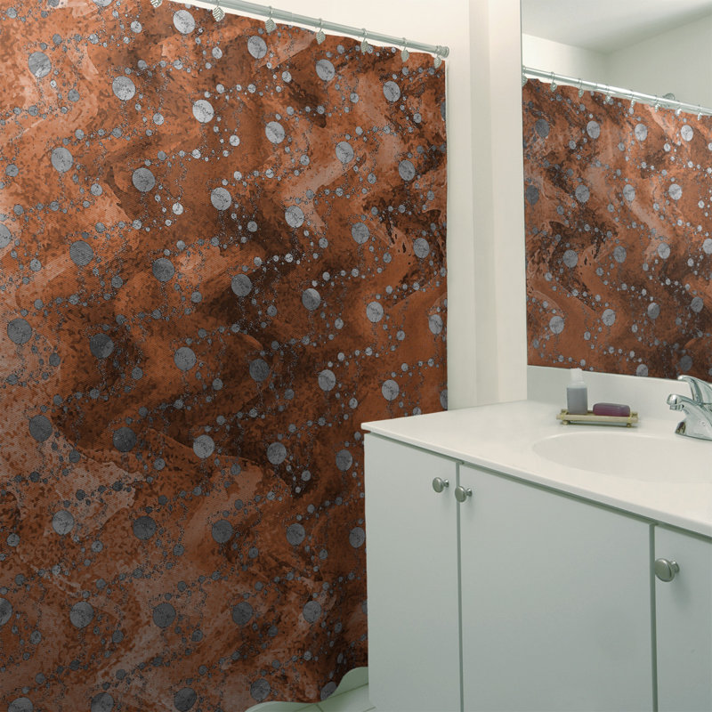 Rideau de douche simple planètes et étoiles, Orange