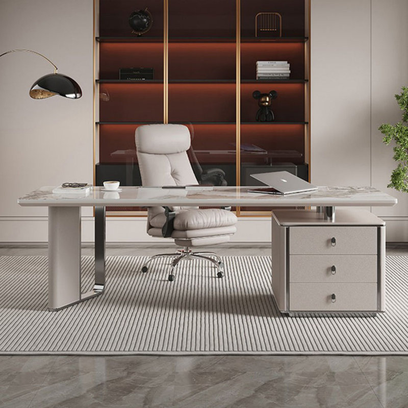 Bureaux rectangulaires en bois massif, Gris, H 29,53 po x l 55,12 po x P 27,56 po