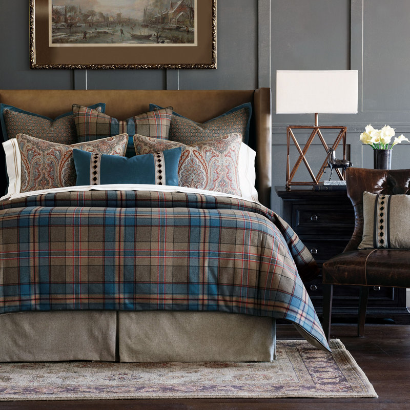 Theo Wool Plaid Comforter, Queen Comforter