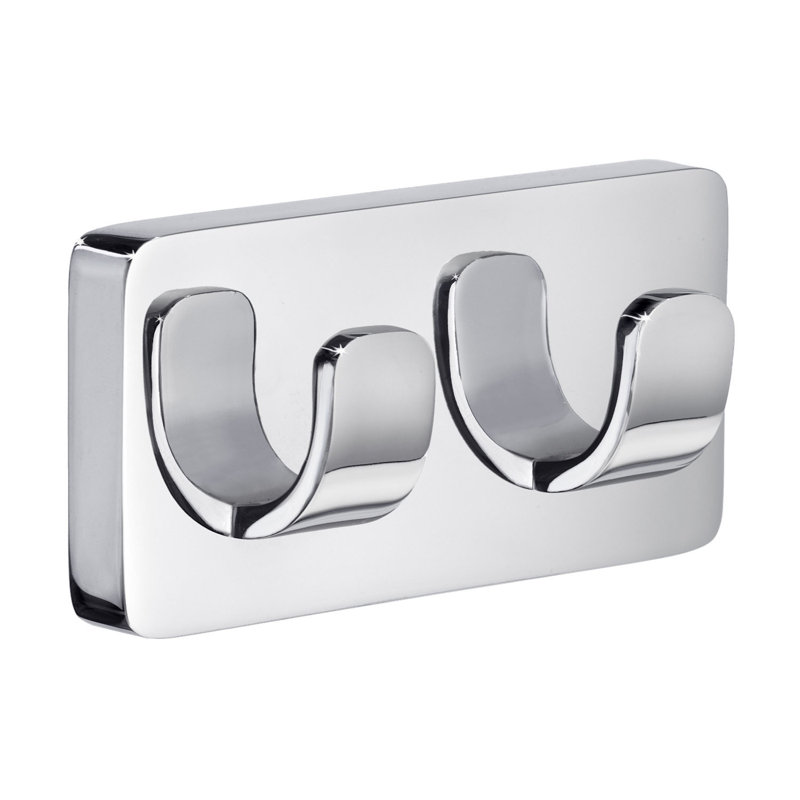 Porte-peignoir mural double chrome poli 