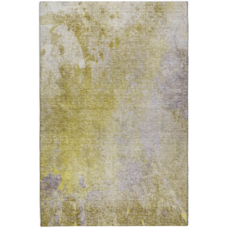 Premium Machine Washable Dream Shag ADS562 Abstract Rug, Gold, 9' x 12'