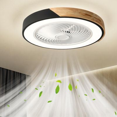 19.7" Modern Flush Mount Ceiling Fans With LED Light Dimmable Low Profile Ceiling Fans with Light