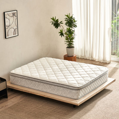 Matelas pleine grandeur, 12 pouces avec mousse à mémoire de forme et ressorts ensachés, fermeté moyenne pour un sommeil confortable, bords renforcés, coffre-fort non, structure à alvéoles ouvertes, confort rafraîchissant, convient aux lits standard