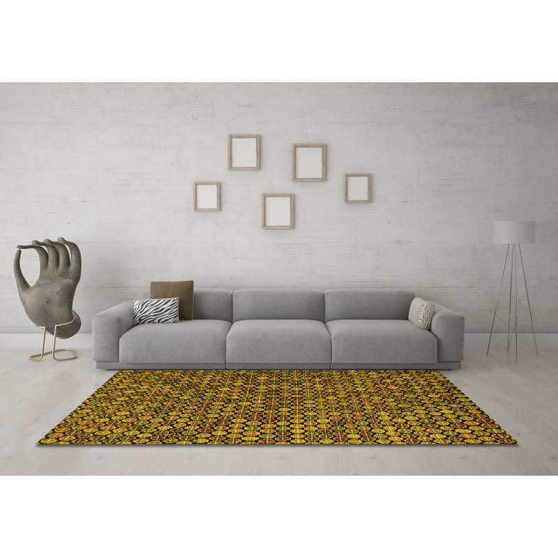 Washable Abstract Indoor Rug, Square 7'