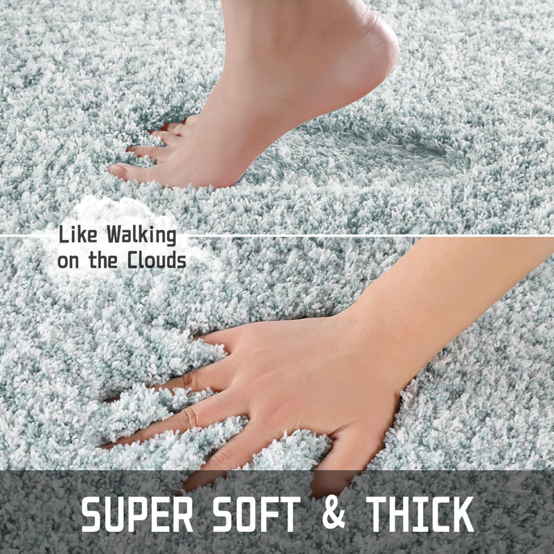Tapis pour salle de bain en microfibre / microsuède Popincourt, Bleu clair