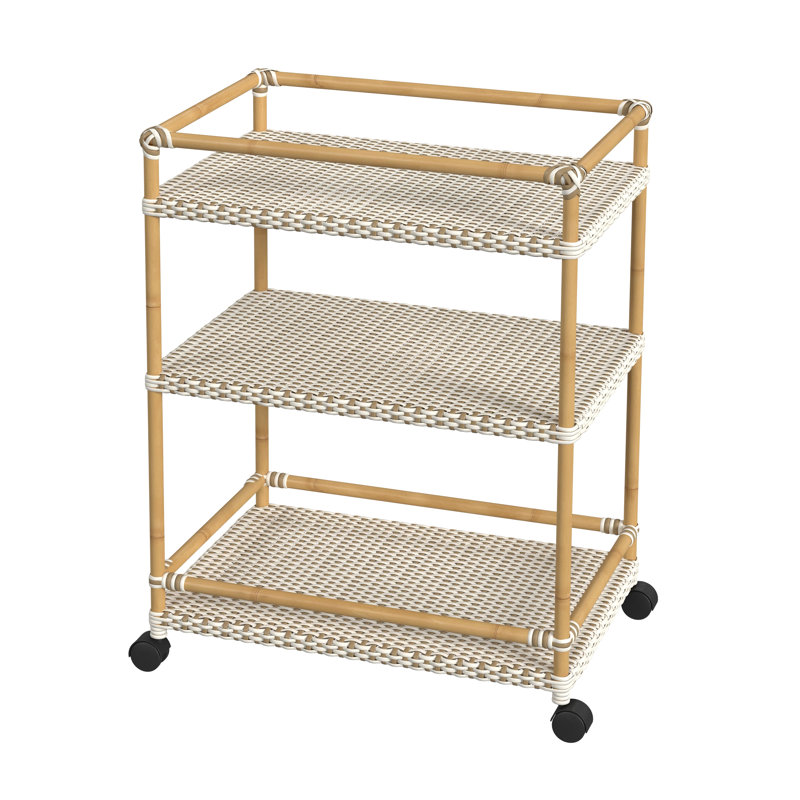 Chariot-bar Ellie avec matériau extérieur en métal, Beige et blanc