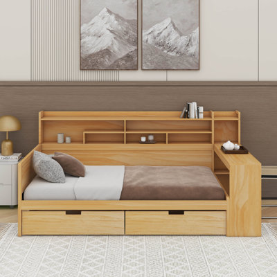 Twin Size Daybed With Storage Shelves And Drawers