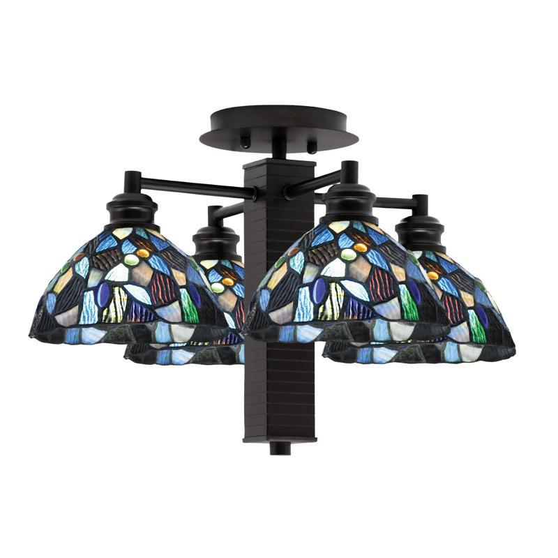 Edge 4 Light Semi-Flush With 7" Glass, Espresso