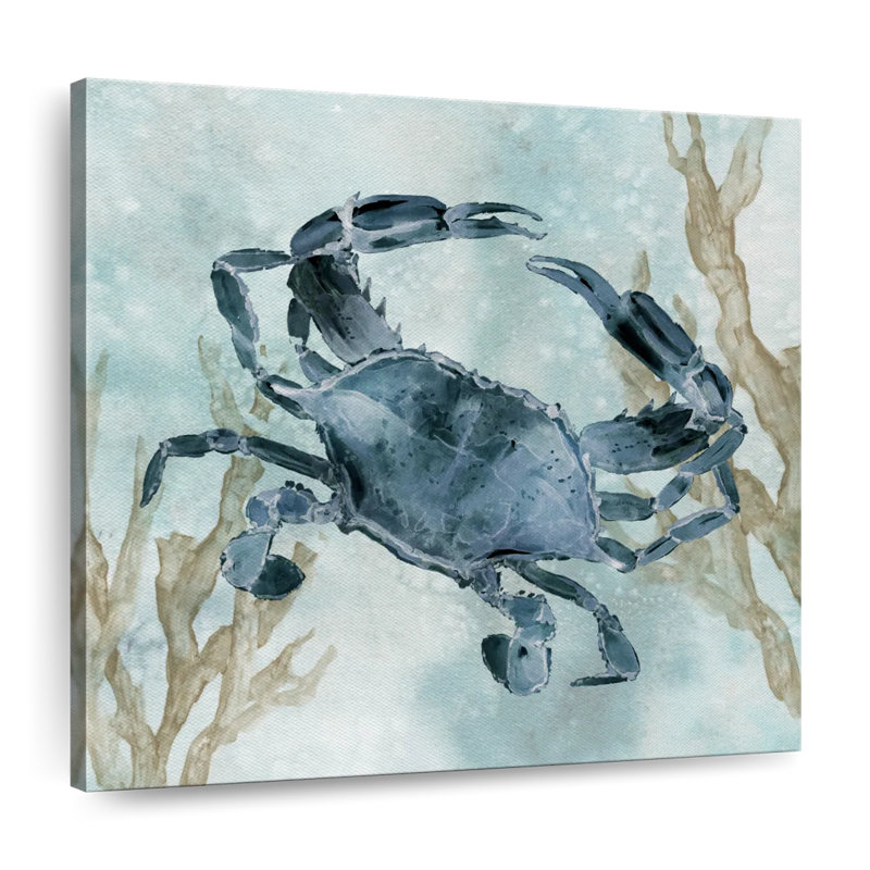Crabe bleu marine sur toile, H 10 po x l 10 po x P 1,25 po