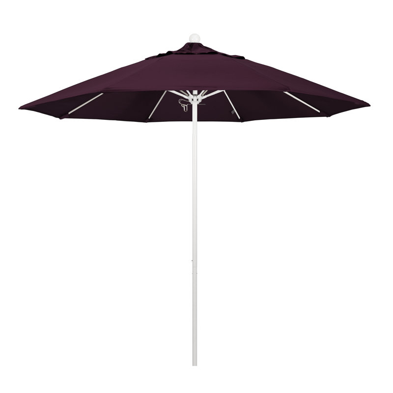 Parasol de patio blanc 9 pi de qualité commerciale Hibo, Performance mauve, Blanc mat
