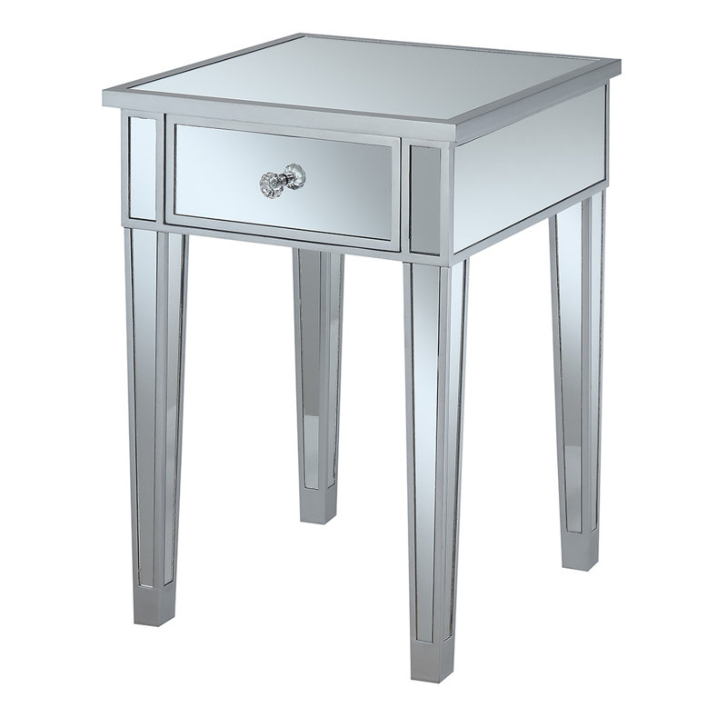 Table de bout avec rangement Claybrooks, Argent / Miroir