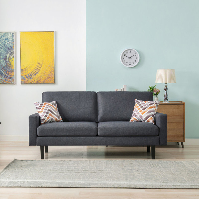 Canapé en lin 70 po avec 2 coussins Bahamas, Gris foncé