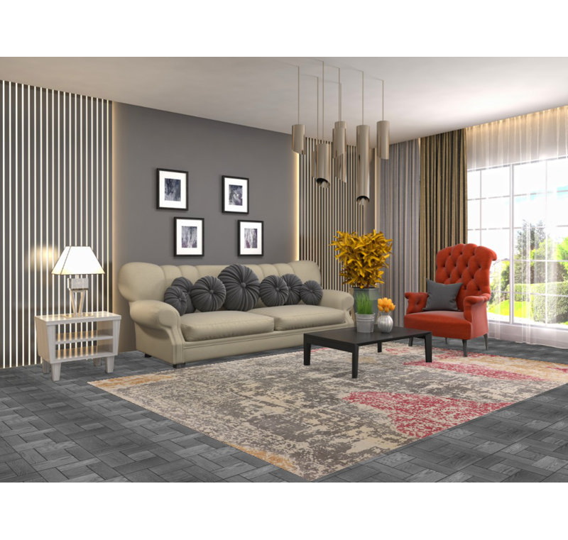 Tapis oriental à motif abstrait all-over 6 x 9
