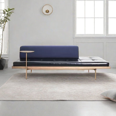 Comfy Faux Leather Indoor Chaise Lounges with Tray