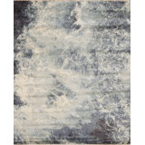 Artist Neptune Hand Knotted Abstract Area Rug in Blue/Gray/Brown