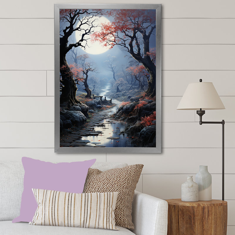 Moonlit Shadows In Winter V sur impression sur toile, Cadre photo argenté, H 32 po x l 24 po x P 1 po