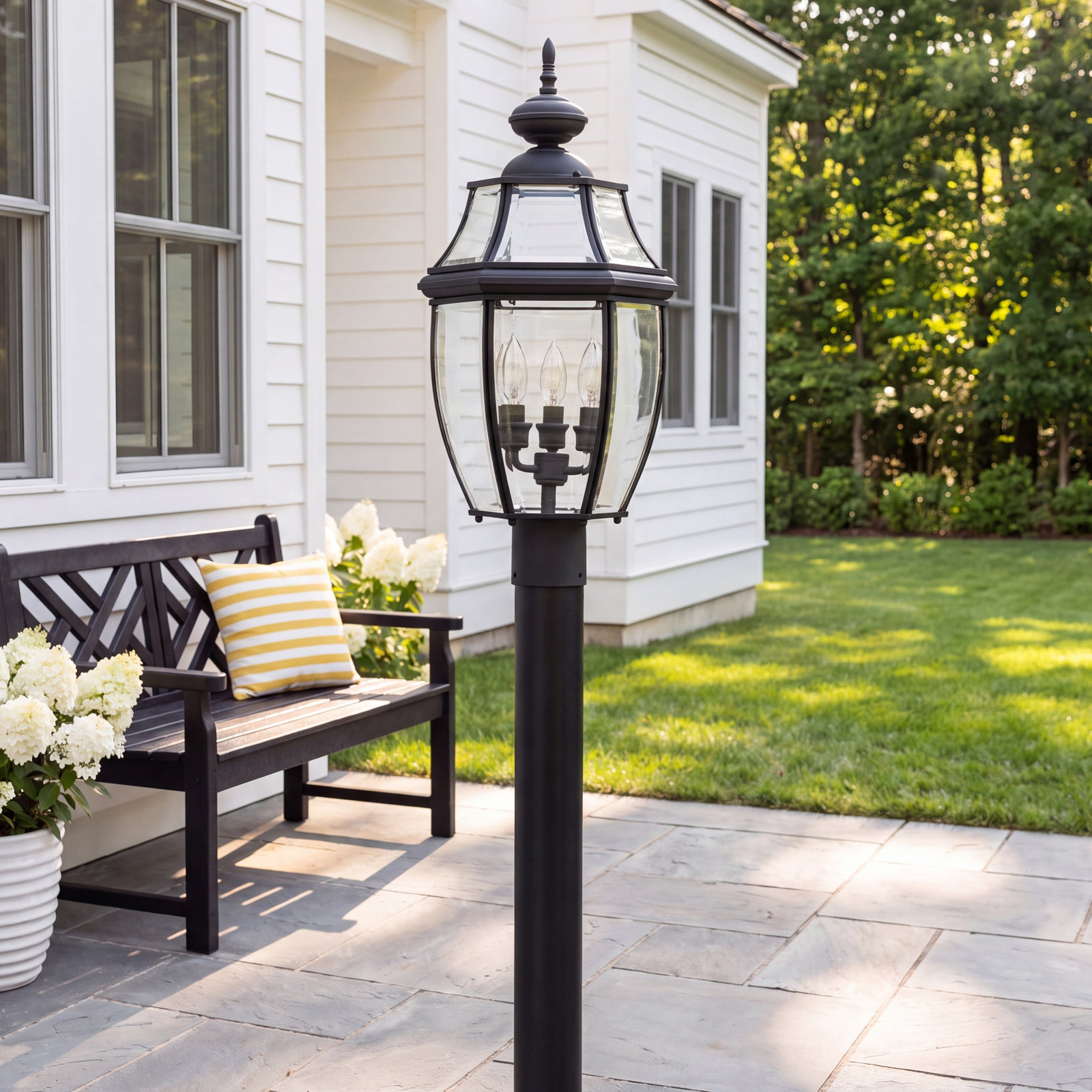 Beveled Glass Outdoor Lantern Head, Black