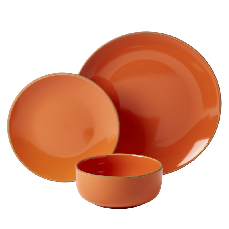 Infuse 12-Piece Orange and White Ceramic Dinnerware Set, Service for 4