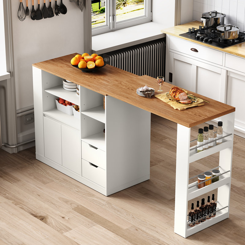 Îlot de cuisine extensible avec rangement