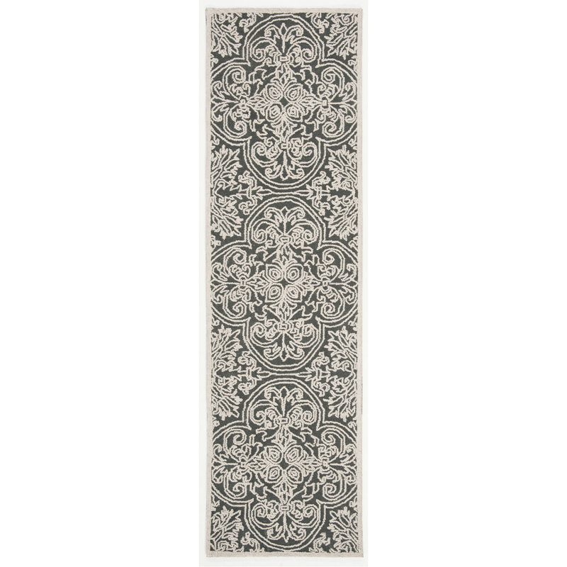 Tapis géométrique en laine et coton touffeté à la main Marys Trace, Tapis de couloir 2 pi 3 po x 8 pi