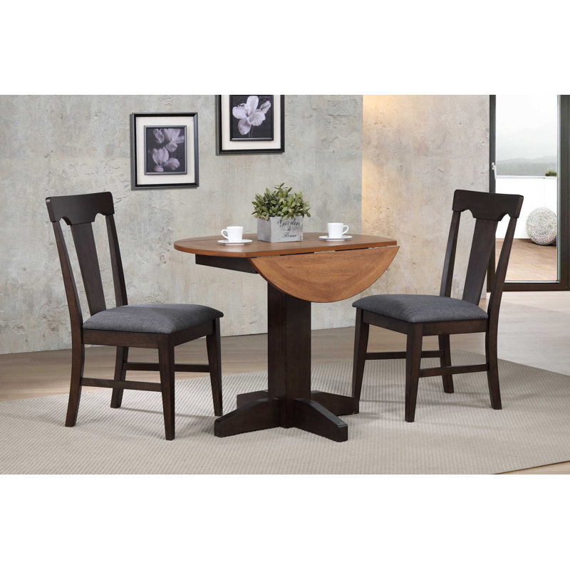 Calderon Extendable Round Dining Table, Black/Brown Oak