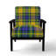 Fauteuil d'appoint rembourré à motif tartan vert et orange Fetullah-384490489-384490243