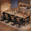 Ensemble de table de salle à manger, ensemble de salle à manger compact, table de cuisine rétro et chaises avec support à vin intégré, ensemble de salle à manger rectangulaire peu encombrant pour petits espaces-238409933-238409922