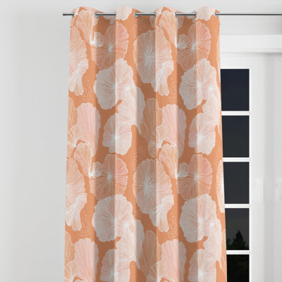Coastal Curtain panels - Abstract Coral Beach Seashell Grommet Curtain - 1 Panel
