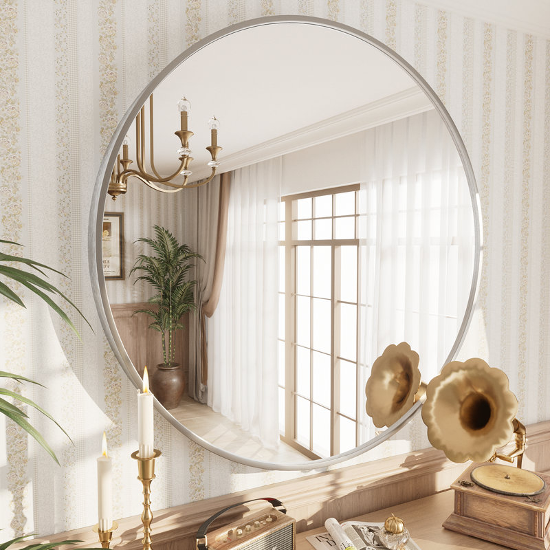 Miroir de salle de bain Molly Easy, 32 po x 32 po, Argent argent