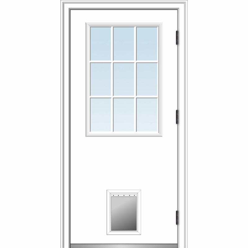 Primed Fiberglass Prehung Front Entry Door with Satin Nickel Hardware
