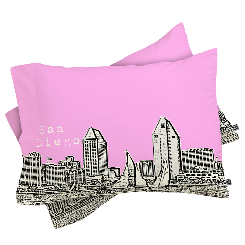 Taie d’oreiller san diego Bird Ave, Rose, Standard