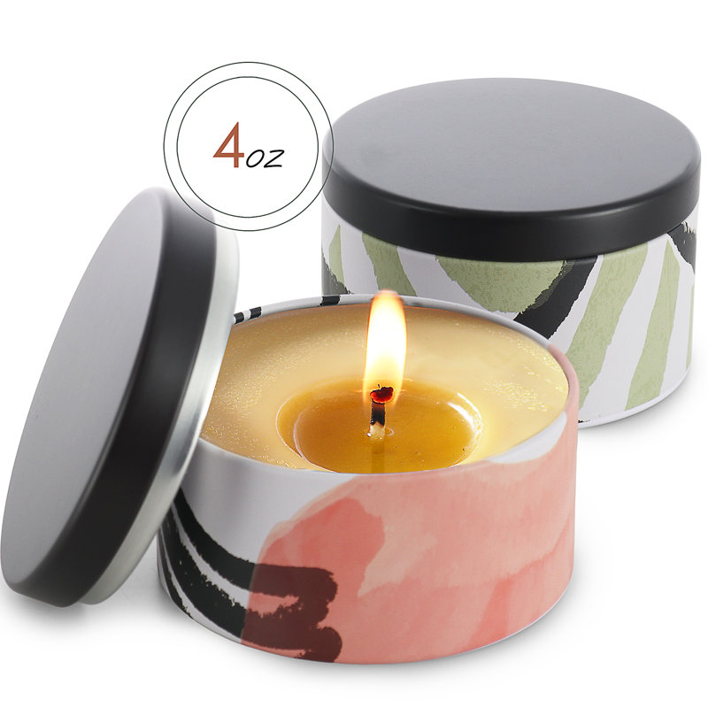 Painted Illustration Aluminum Tealight Candle Holder Set