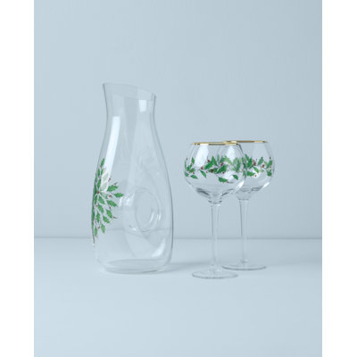 Holiday 3-Piece Decanter & Wine Glasses Set