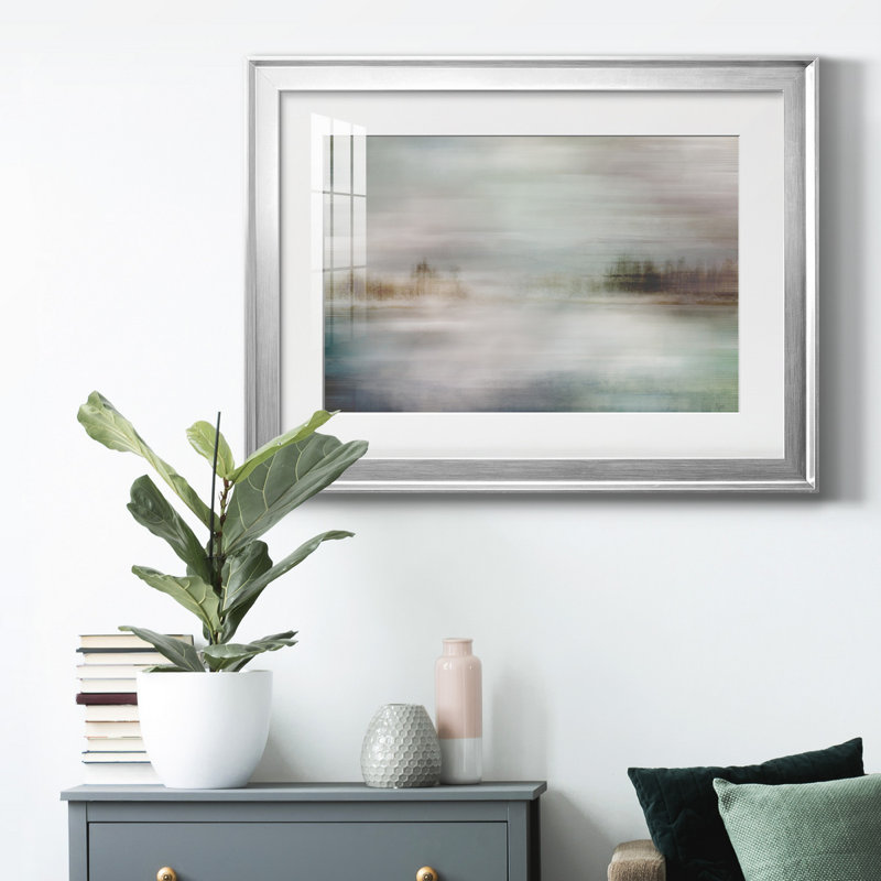 «Misty Lake», reproduction encadrée de qualité supérieure - prête à être accrochée, H 18,5 po x l 24,5 po x P 1 po