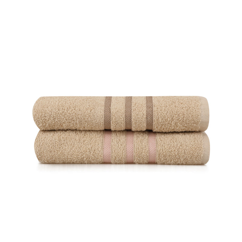 Ensemble de serviettes luxueuses 100% coton (2 pièces) - 17,7 po x 35,4 po | 450 g / m² pour une absorbance ultime | Lavable à la machine, doux et durable | Élégantes couleurs caramel, brun et rose | Parfait pour la maison ou le spa