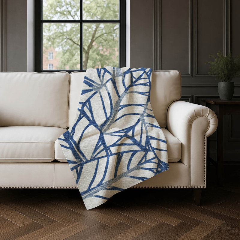 Jeté floral Addison Sherpa ASB741, Marine