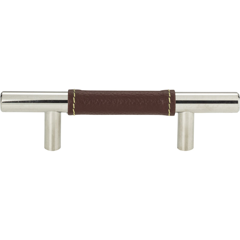 Zanzibar 17" Center to Center Appliance Pull, Coco Leather/Polished Chrome, 3"