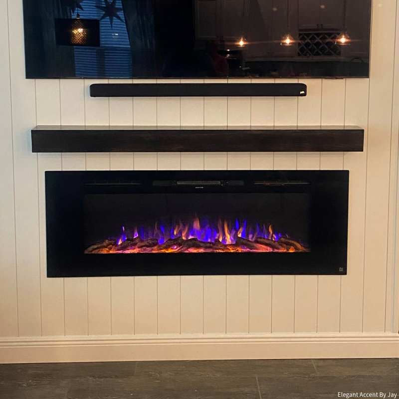 The Sideline Electric Fireplace for Recessed or Wall Mount Installation, 21.5" H x 60" W x 5.5" D, Black