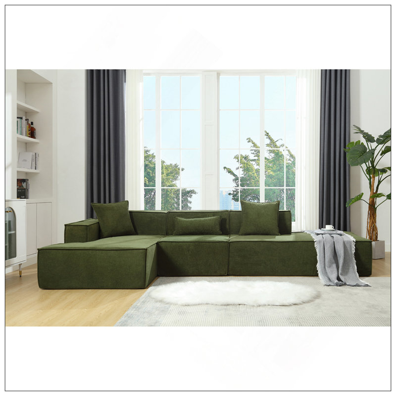 Ensemble de canapé modulaire de salon modulaire, canapé minimaliste moderne, canapé à installation libre, canapé en bloc de tofu minimaliste italien en forme de L, faisant face à la gauche, tissu éponge