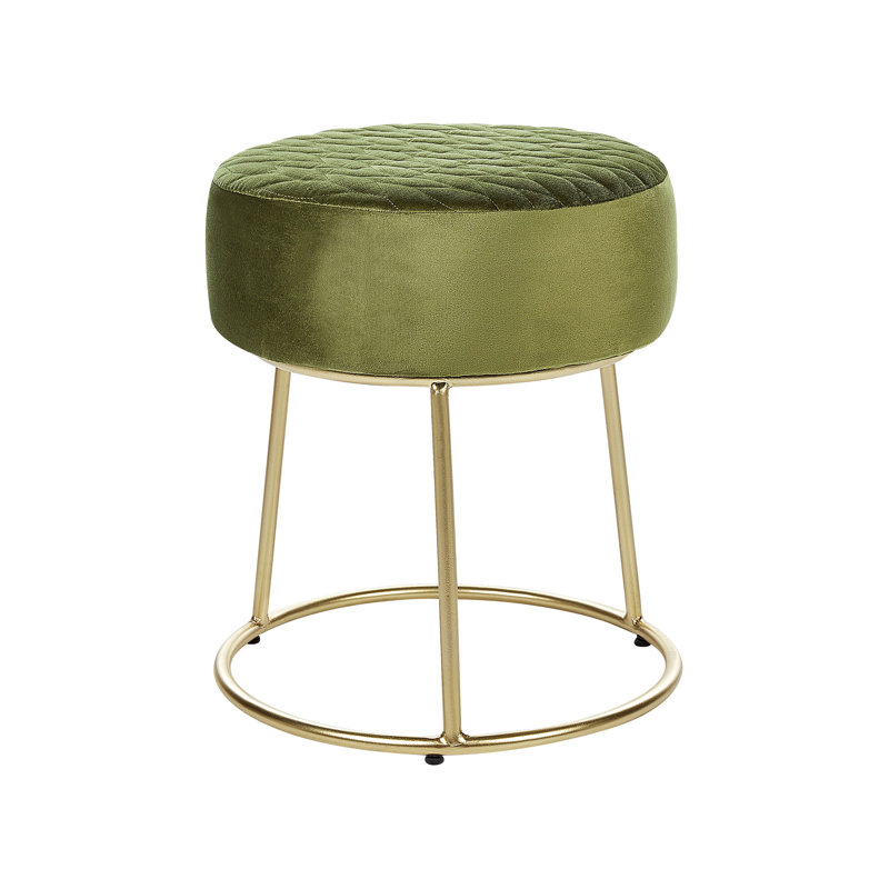 Adrianno 35cm Wide Round Footstool Ottoman, Green