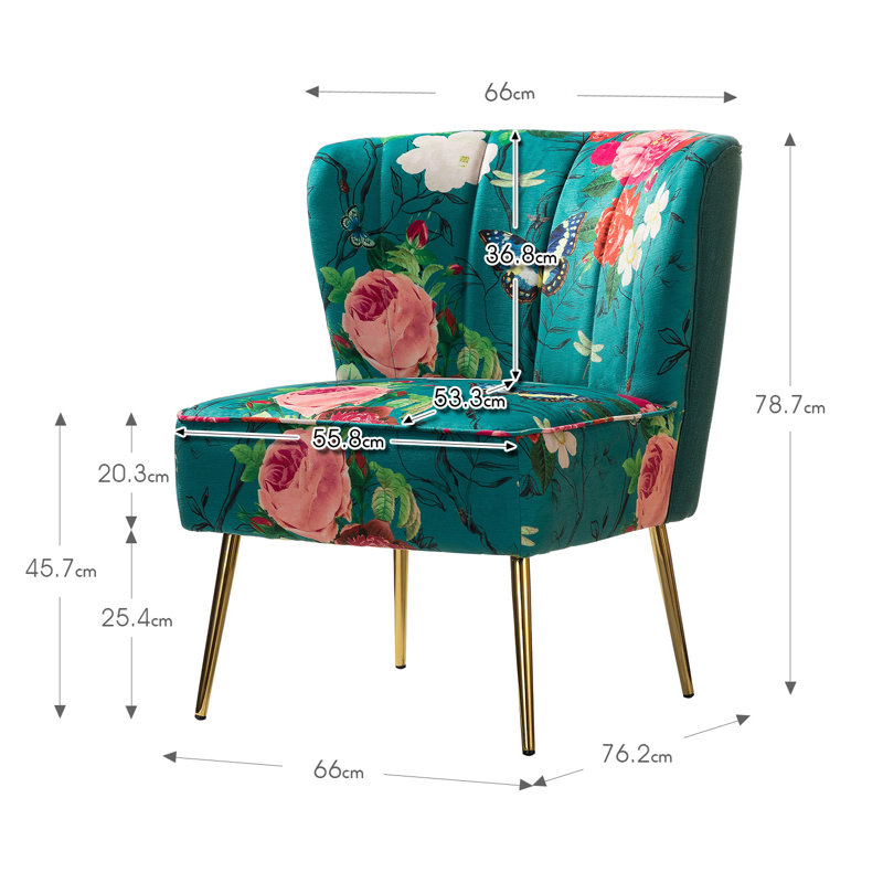 Amata Wooden Upholstery Armless Accent Chair, Blue