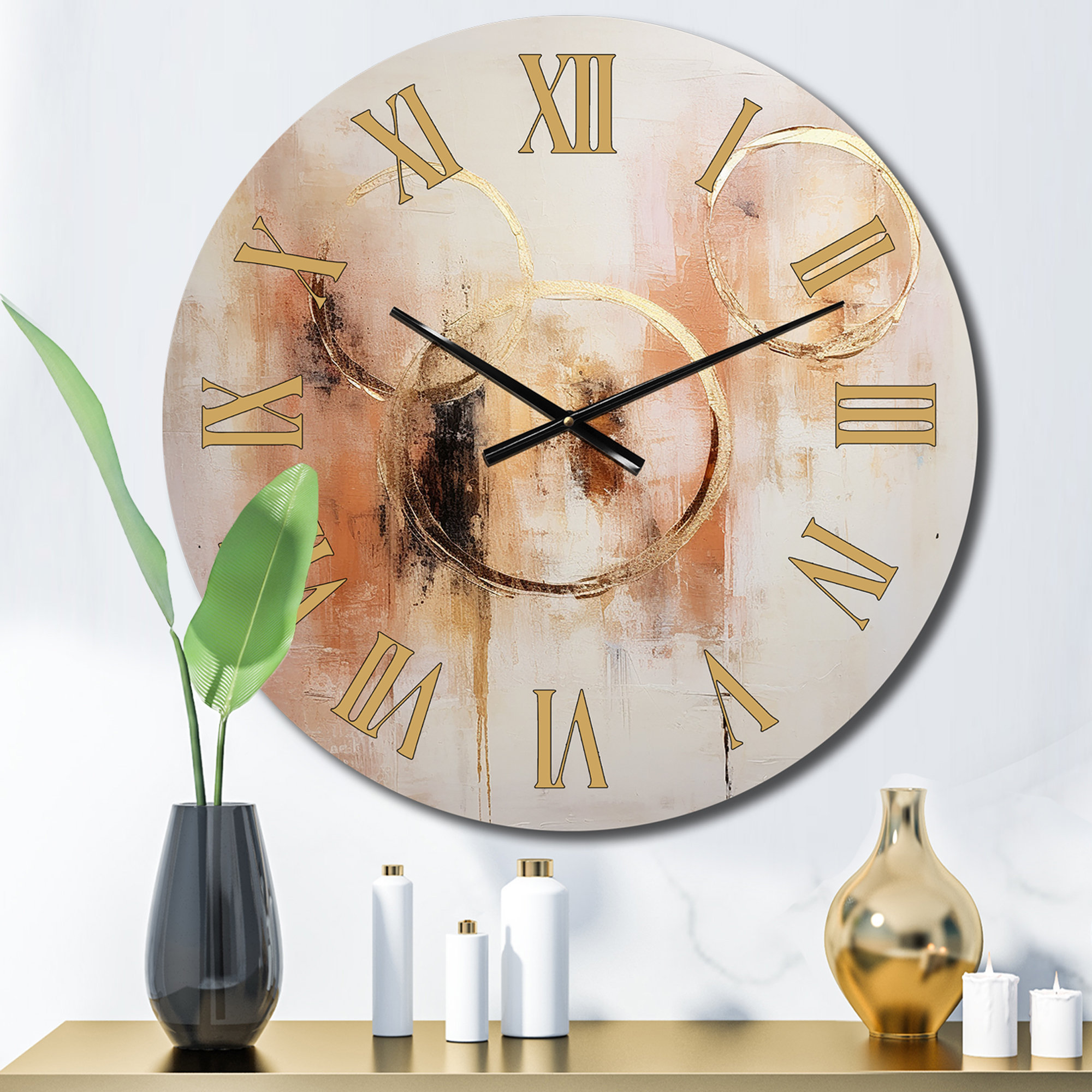 DesignArt Exquisite Nostalgia Retro Gold Geometric I Metal Wall Clock ...